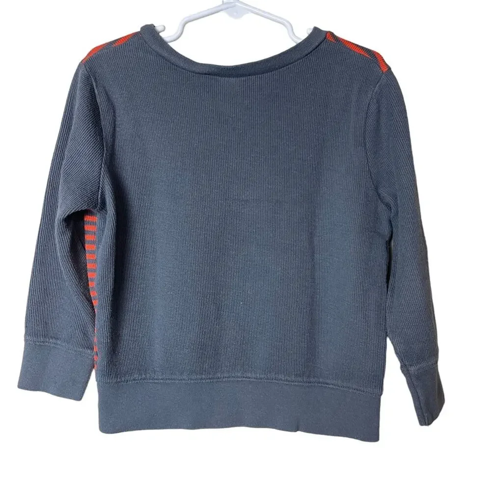 Old Navy Striped V Neck Ribbed Knit Top Orange Gray Size 4T Boys Kids